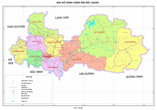 bản đồ hành chính tỉnh Bắc Giang