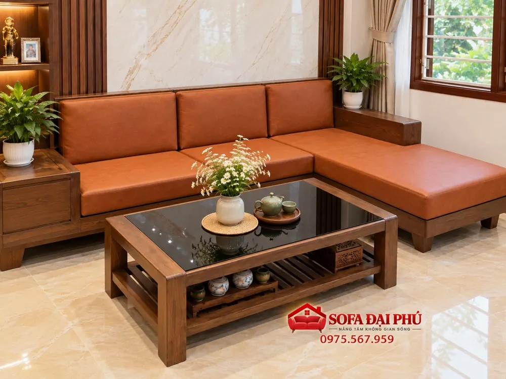 bộ đệm ghế gỗ bằng da