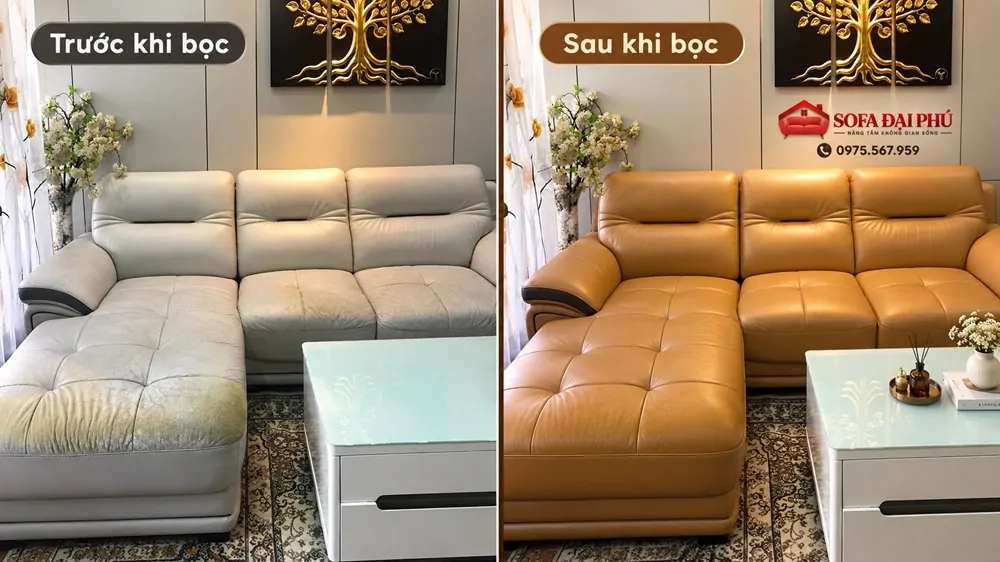 Bọc lại ghế sofa cho nhà anh Hoàng ở Hải Phòng