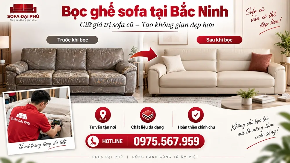 Bọc ghế sofa tại thành phố Bắc Ninh