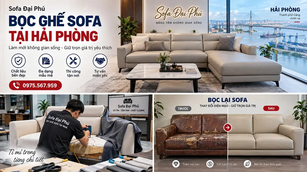 bọc lại ghế sofa tại Hải Phòng.