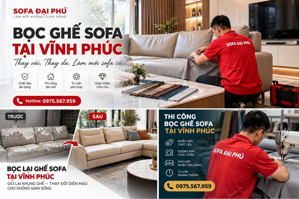 bọc sofa tại Vĩnh Phúc