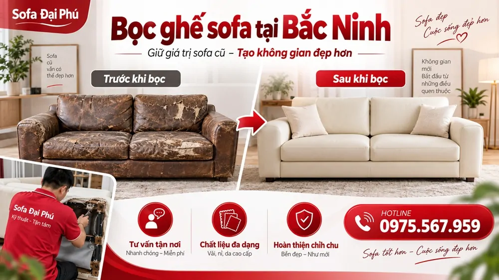 xưởng thi công bọc ghế sofa tại Bắc Ninh