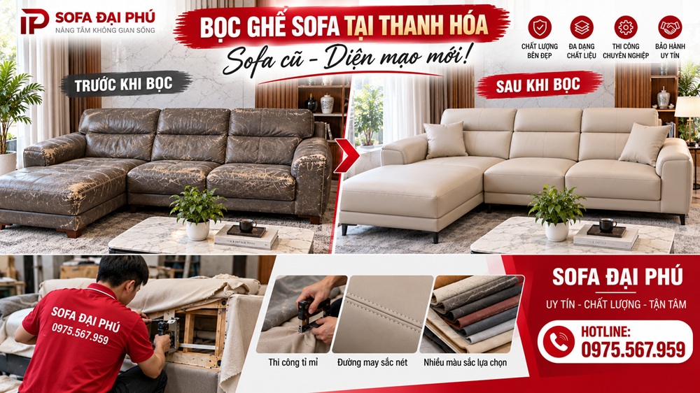 Nhận bọc ghế sofa tại khu vực Thanh Hóa