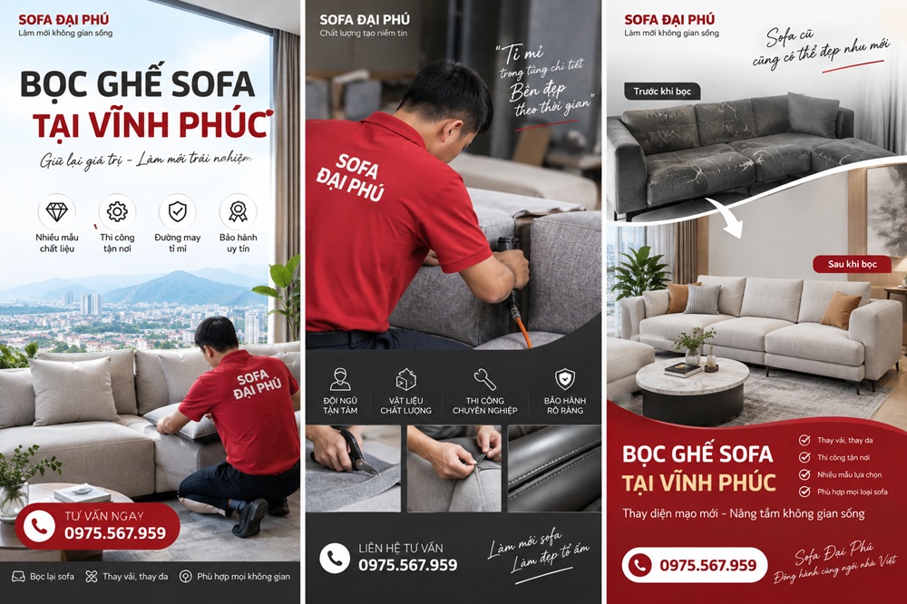 Nhận tư vấn bọc sofa tại khu vực Vĩnh Phúc