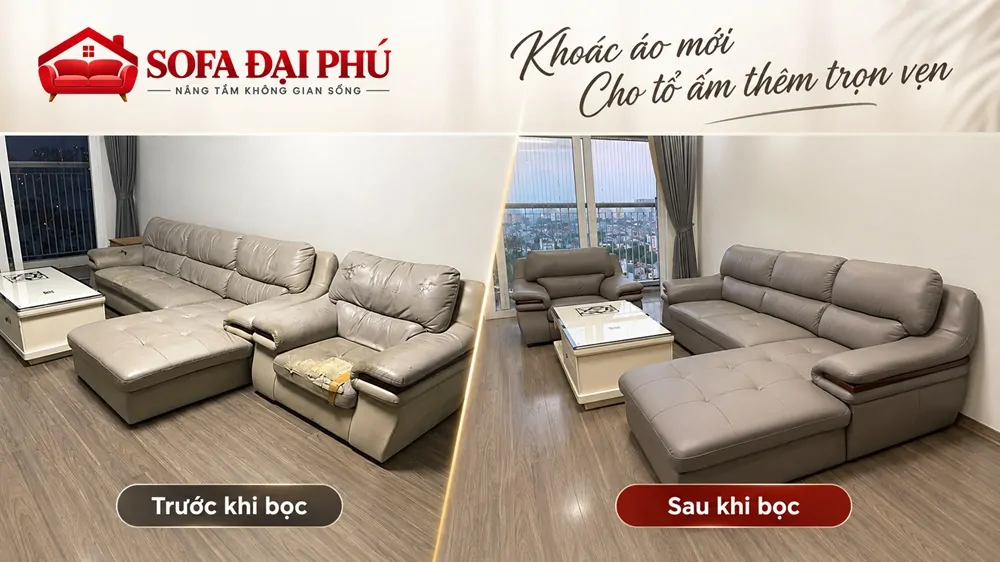 bọc lại sofa bằng da thật Italia cao cấp