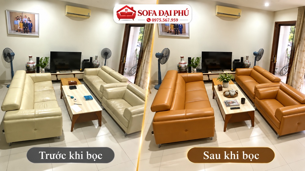thi công bọc ghế sofa tại nhà ở Hà Nội