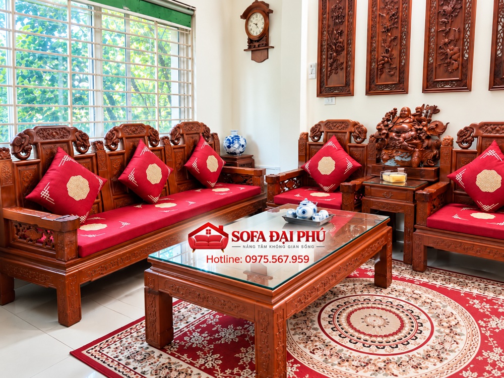 Đệm ghế gỗ nhà chị Hạnh ở Cầu Giấy - Hà Nội
