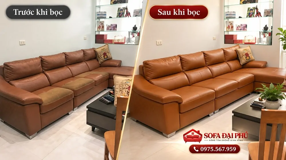 Bọc lại sofa cho nhà anh Hải ở Cầu Giấy, Hà Nội