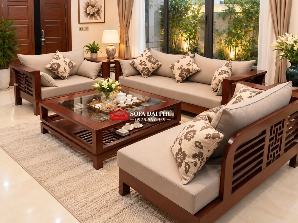 Bộ đệm ghế gỗ phòng khách