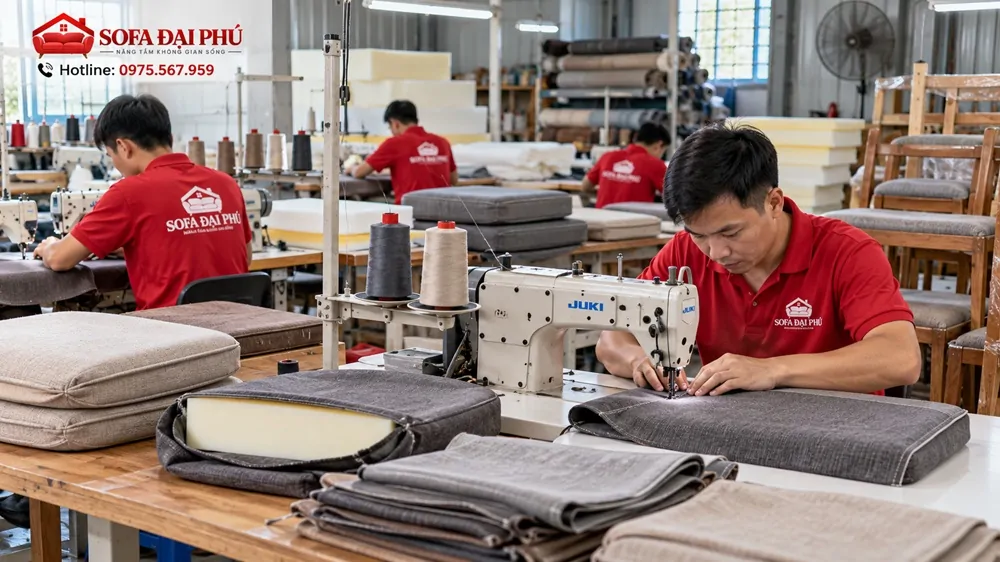 xưởng may đệm ghế gỗ