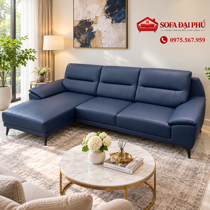 sofa góc màu xanh đậm Navy