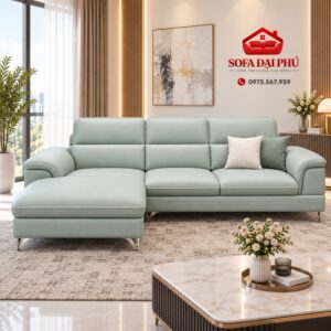 Bộ Sofa Da Góc L Màu Xanh Ngọc Đẹp Mãn Nhãn Quý Phái - Ảnh 2