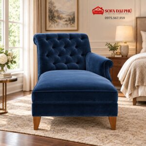 Ghế Sofa Thư Giãn Tân Cổ Điển Màu Xanh Tím Than Nhung (Mã NP2010XT) - Ảnh 4