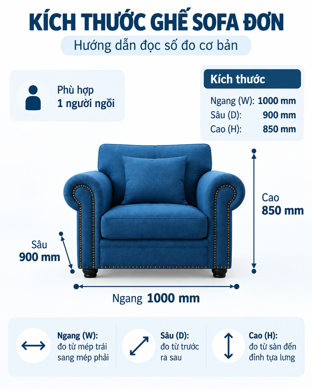 Kích thước ghế sofa đơn