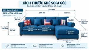 Kích thước sofa chữ L và các thông số ghế sofa góc