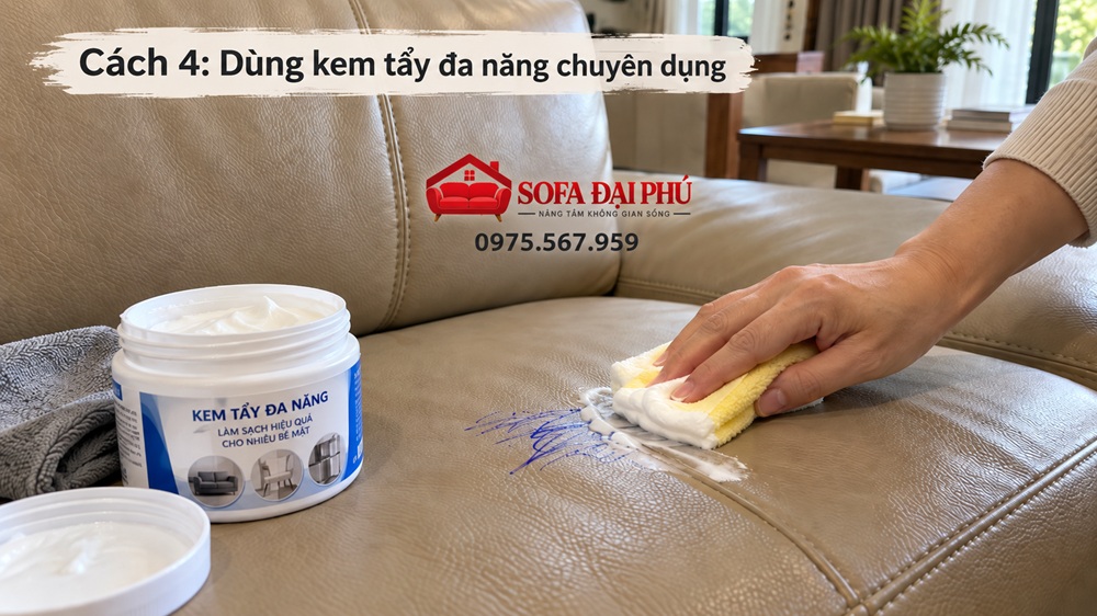 cách tẩy sạch vết mực bút bi trên da sofa